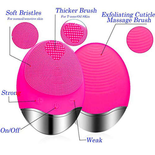 Electric Waterproof Sonic Facial Cleanser & Massager-Red