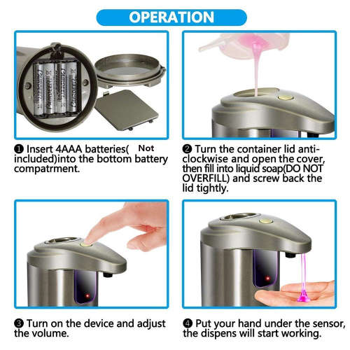 Infrared Motion Sensor Stainless Steel Bathroom Soap Dispenser Unboxed