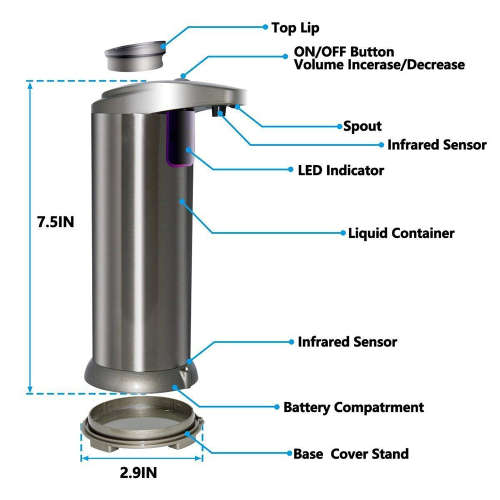 Infrared Motion Sensor Stainless Steel Bathroom Soap Dispenser Unboxed