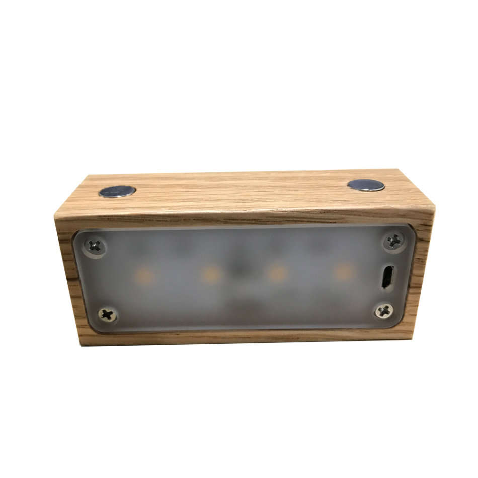 Creative Solid Wood LED Night Light for Bedroom Bedside - Rectangle