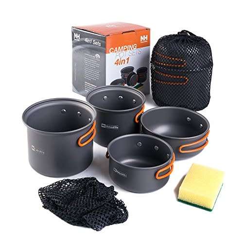 Naturehike 4 in1 Ultralight Outdoor Camping Cookware Cooking Picnic Bowl Pot Pan Set Unboxed