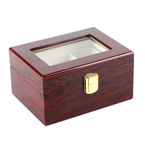 Elegant Cherry Wood 3 Grid Watch Display Collection Case Jewelry Storage Organizer Unboxed