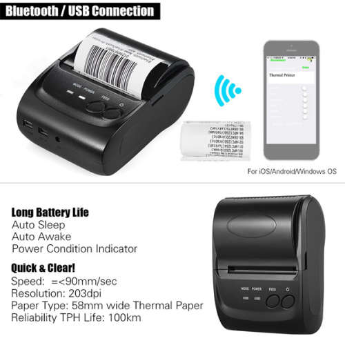 Bluetooth Mini Portable High Speed Direct Thermal Printer Unboxed