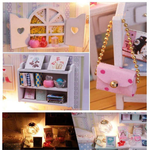 Dollhouse Miniature DIY House Kit Creative Room With Furniture and Cover Unboxed