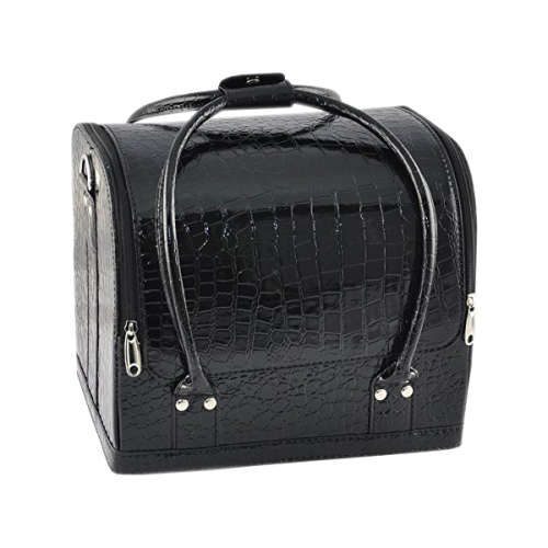 Black Crocodile Print Soft PVC Makeup Bag Pro Train Cosmetic Removable Case Unboxed