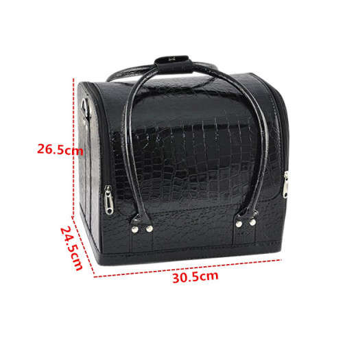 Black Crocodile Print Soft PVC Makeup Bag Pro Train Cosmetic Removable Case Unboxed