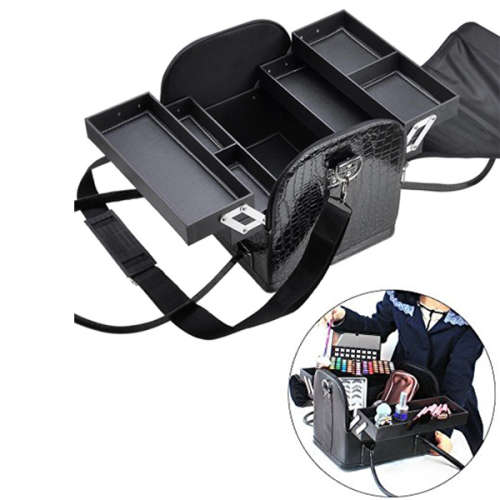 Black Crocodile Print Soft PVC Makeup Bag Pro Train Cosmetic Removable Case Unboxed