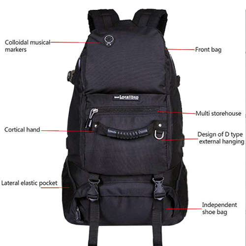 45L Large Capacity Waterproof Hiking Backpack - Black Unboxed