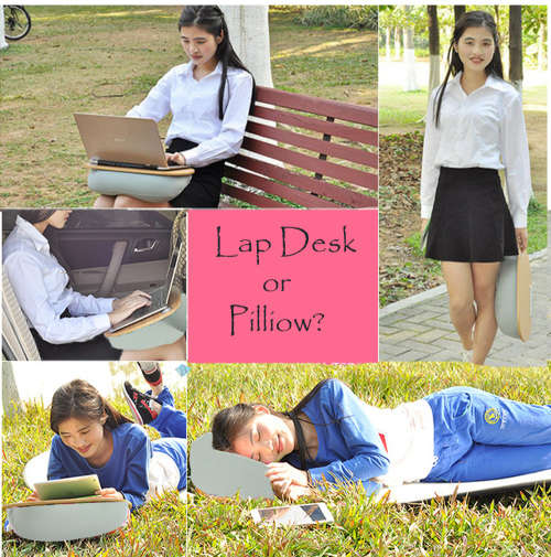 Wood Multi-Function Knee Pad Lap Desk Pilliow for Laptop iPad Tablet Unboxed