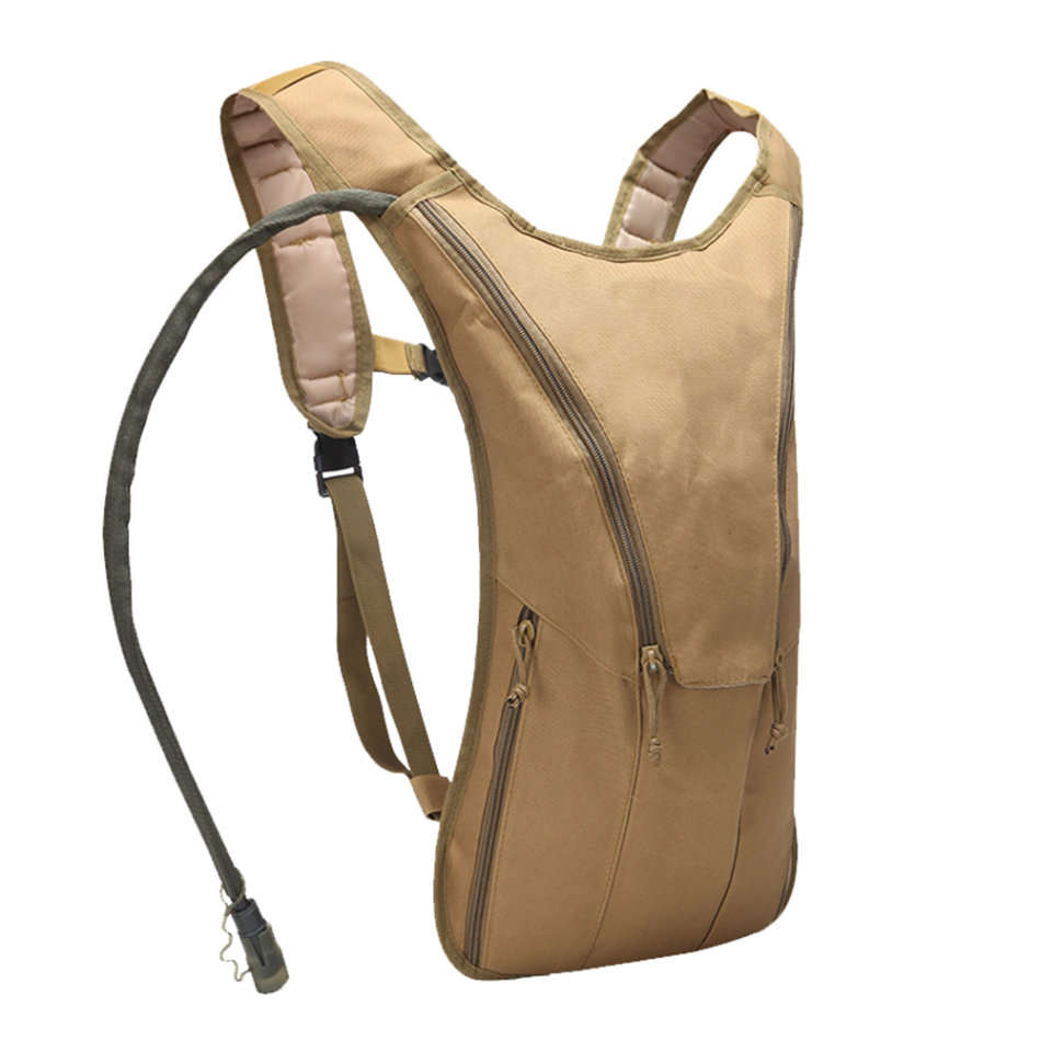 Hydration Backpack with 2L Water Bladder for Camping - Khaki Unboxed