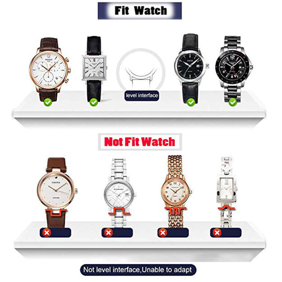 15mm Width Leather Watch Band Strap with Butterfly Buckle - Silver Buckle Unboxed