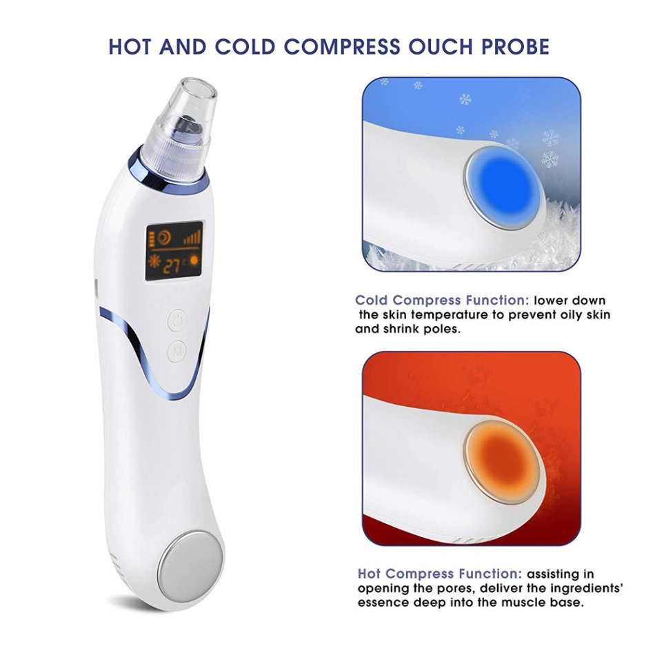 LED Display Blackhead Remover Vacuum Pore Cleaner with Cold Hot Compress Unboxed