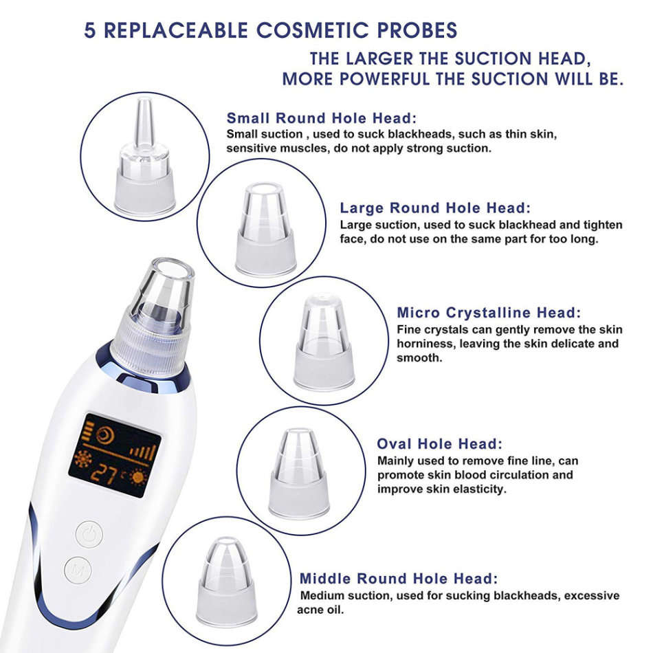 LED Display Blackhead Remover Vacuum Pore Cleaner with Cold Hot Compress Unboxed