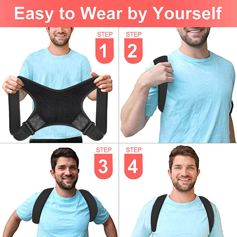 Adjustable Shoulder & Back Brace Posture Corrector Unboxed