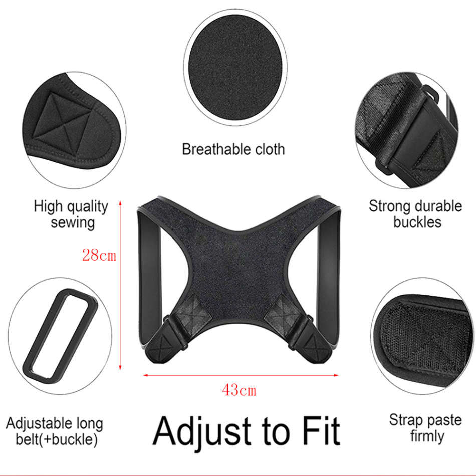 Adjustable Shoulder & Back Brace Posture Corrector Unboxed