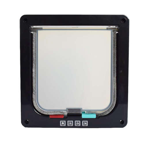 4 Way Lockable Pet Flap Door - Black (Size:L) Unboxed