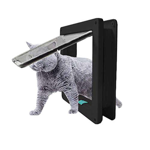 4 Way Lockable Pet Flap Door - Black (Size:L) Unboxed