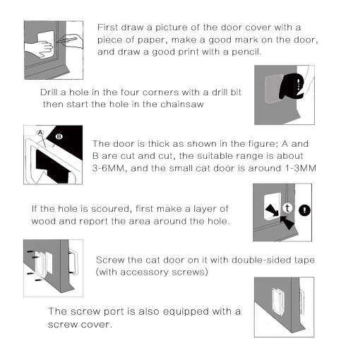 4 Way Lockable Pet Flap Door - Black (Size:L) Unboxed