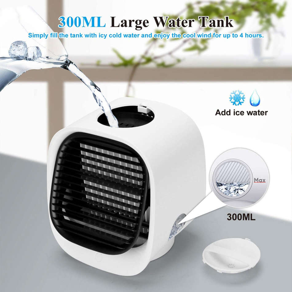 Portable Desktop Mini USB Fan Air Conditioner Purifier Humidifier - White