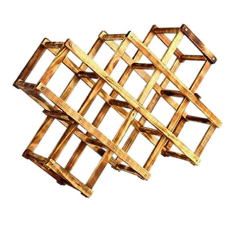 Wooden 10-Bottle Wine Rack - Fire Colour Unboxed