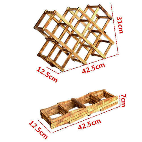 Wooden 10-Bottle Wine Rack - Fire Colour Unboxed