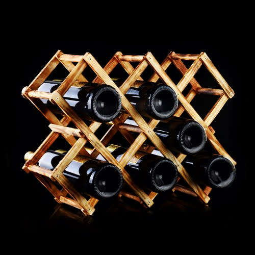 Wooden 10-Bottle Wine Rack - Fire Colour Unboxed