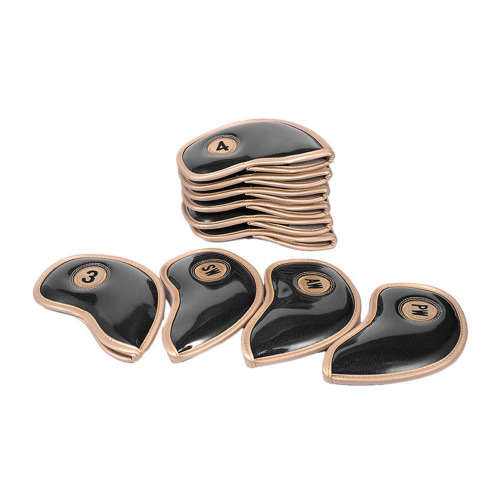 10 Piece Crystal Pu Leather Golf Iron Head Covers Set-Black Unboxed