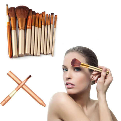 12 pcs Foundation Makeup Brushes Set-Champagne Unboxed