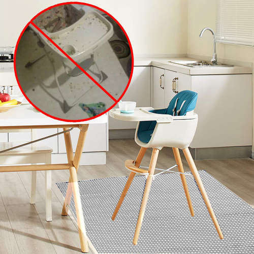 Washable Feeding Highchair Baby Food Splash Spill Mats Floor Mat-Gray Unboxed