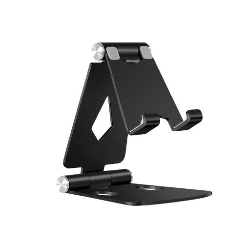 Foldable Aluminum Stand for Smartphone & Mini Tablets - Black Unboxed