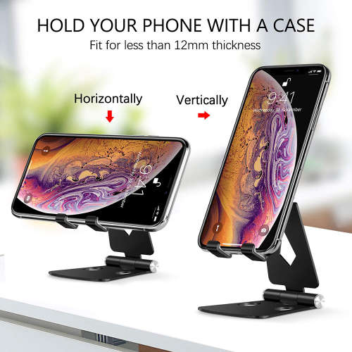 Foldable Aluminum Stand for Smartphone & Mini Tablets - Black Unboxed