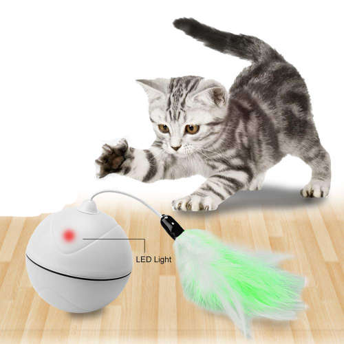 USB Rechargeable Led Light Rolling Ball Toys for Cats-White Unboxed