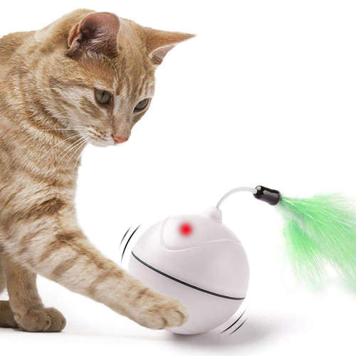 USB Rechargeable Led Light Rolling Ball Toys for Cats-White Unboxed