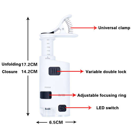 80X-120X Microscope Magnifier LED Light For Mobile Phone Camera Unboxed