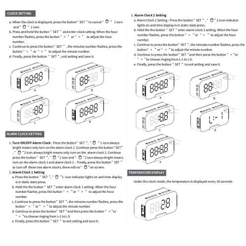 MultiFunction LED Mirror Digital Alarm Clock Bluetooth Speaker FM Radio Unboxed