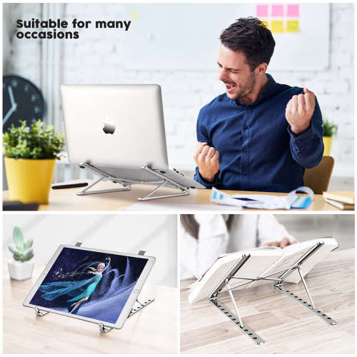 Portable Multi-Angle Aluminum Laptop Stand-Silver Unboxed