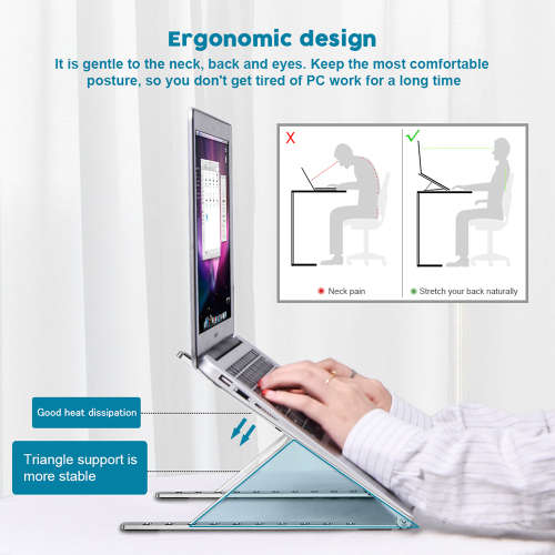 Portable Multi-Angle Aluminum Laptop Stand-Silver Unboxed