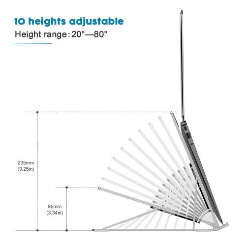 Portable Multi-Angle Aluminum Laptop Stand-Silver Unboxed
