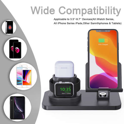 3 in 1 Charging Station for AirPods, iWatch Series & iPhone-Black Unboxed