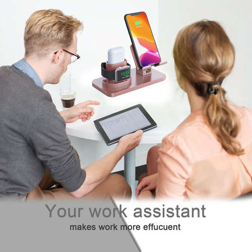 3 in 1 Charging Station for AirPods, iWatch Series & iPhone-Rose Gold Unboxed