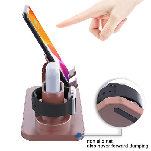 3 in 1 Charging Station for AirPods, iWatch Series & iPhone-Rose Gold Unboxed