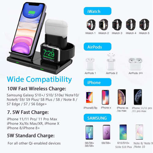 3 in 1 Magnetic Wireless Charger Stand for iWatch/Airpods Pro/iPhone 11 Unboxed