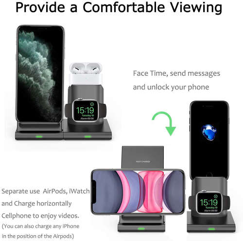 3 in 1 Magnetic Wireless Charger Stand for iWatch/Airpods Pro/iPhone 11 Unboxed