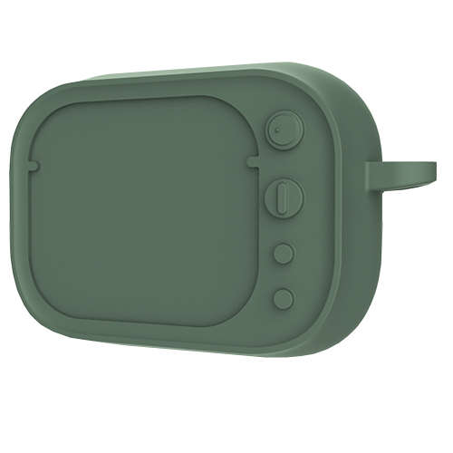 3D Soft Silicone Retro TV Shape Case Cover for AirPods Pro-Green Unboxed