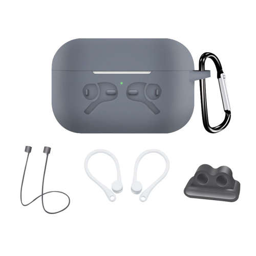 5 in 1 Silicone Protective Cover Accessories Kit for AirPods Pro-Gray Unboxed