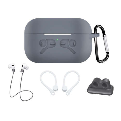 5 in 1 Silicone Protective Cover Accessories Kit for AirPods Pro-Gray Unboxed
