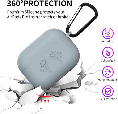 5 in 1 Silicone Protective Cover Accessories Kit for AirPods Pro-Gray Unboxed