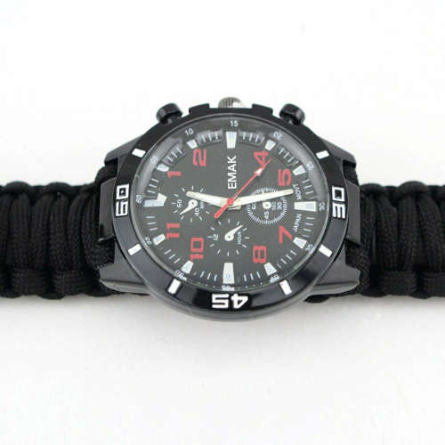 Outdoor Paracord Survival Watch Bracelet with Compass Whistle Unboxed