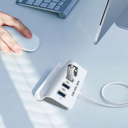 2 in 1 4-Port USB 2.0 Hub With Type C Interface & Phone Holder Unboxed