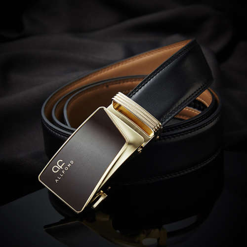 AllFond Men's Leather Belt with Automatic Buckle  Unboxed